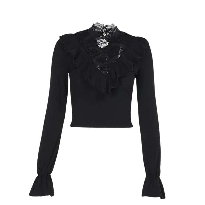Vampira Lace Ruffle Top