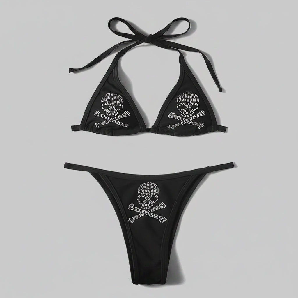 Crystal Skull Lace-Up Bikini