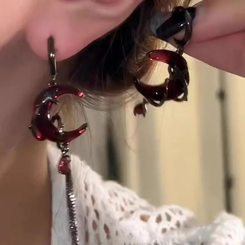 The Red Moon Rose Earrings