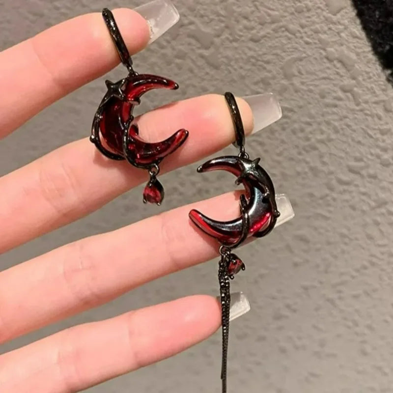 The Red Moon Rose Earrings