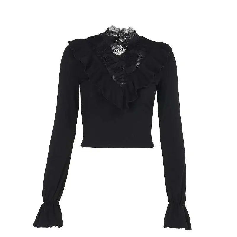 Vampira Lace Ruffle Top