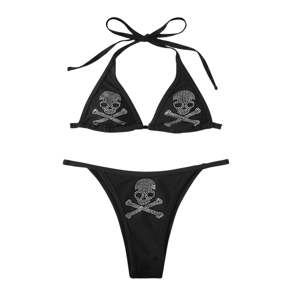 Crystal Skull Lace-Up Bikini